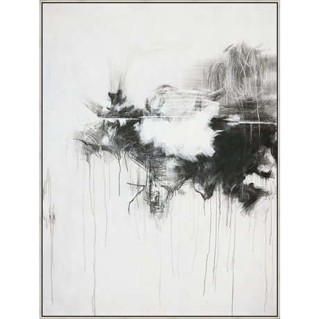 EAHPC23126 - EBB AND FLOW II framed floating in a contemporary silver frame. Finished Size: W 60.00 in x H 80.00 in