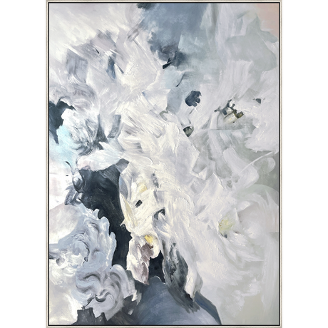 EAHPC23131 - INFUSED WITH BLUE II framed floating in a contemporary silver frame. Finished Size: W 60.00 in x H 84.00 in