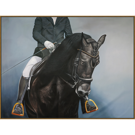 EAHPC23141 - BEFORE THE HUNT framed floating in a contemporary gold frame. Finished Size: W 84.00 in x H 64.00 in
