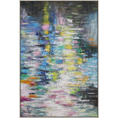 EAHPC24003 - PASTEL REFLECTIONS framed floating in a contemporary silver frame. Finished Size: W 48.00 in x H 72.00 in