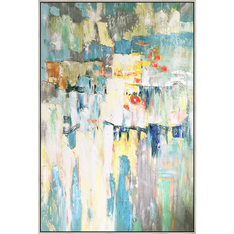 EAHPC24007 - CHROMATIC ABSTRACT II framed floating in a contemporary silver frame. Finished Size: W 48.00 in x H 72.00 in