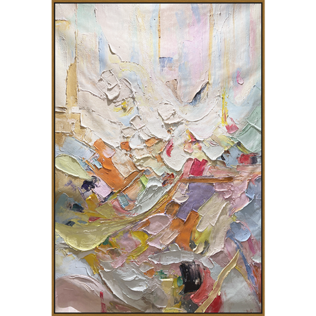 EAHPC24009 - PASTEL SPLASH I framed floating in a contemporary gold frame. Finished Size: W 48.00 in x H 72.00 in