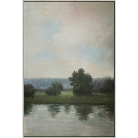 EAHPC24020 - STILL REFLECTIONS framed floating in a contemporary silver frame. Finished Size: W 48.00 in x H 72.00 in