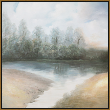 EAHPC24023 - NARROW STREAM framed floating in a contemporary gold frame. Finished Size: W 50.00 in x H 50.00 in