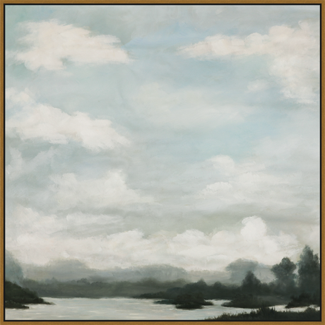 EAHPC24024 - CLOUDS OF SUMMER framed floating in a contemporary gold frame. Finished Size: W 50.00 in x H 50.00 in