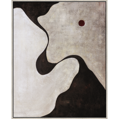 EAHPC24031 - BROWN DOT II framed floating in a contemporary silver frame. Finished Size: W 40.00 in x H 50.00 in