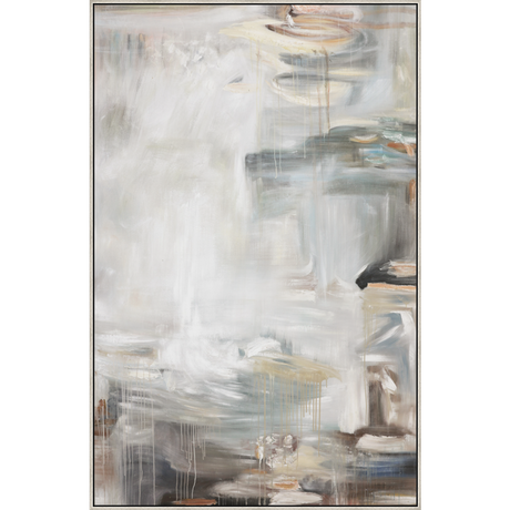 EAHPC24034 - GRAY AND PINK ABSTRACT framed floating in a contemporary silver frame. Finished Size: W 54.00 in x H 84.00 in