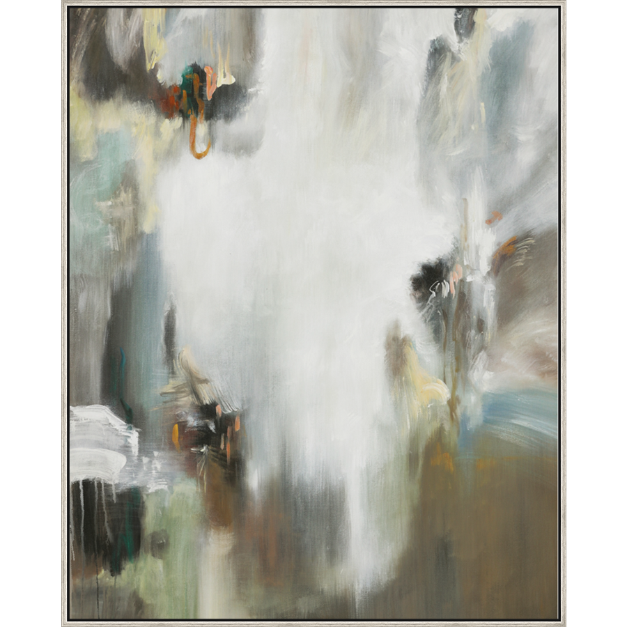 EAHPC24040 - MUTED ABSTRACT framed floating in a contemporary silver frame. Finished Size: W 48.00 in x H 60.00 in
