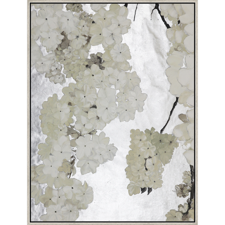 EAHPC24042 - CHRYSANTHEMUMS framed floating in a contemporary silver frame. Finished Size: W 36.00 in x H 48.00 in