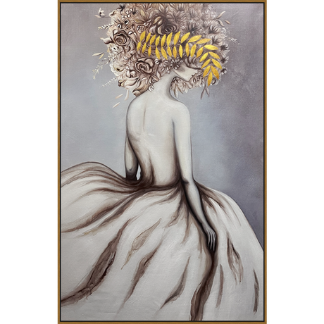 EAHPC24079 - EMBELLISHED FLORAL HEADRESS framed floating in a contemporary gold frame. Finished Size: W 50.00 in x H 80.00 in