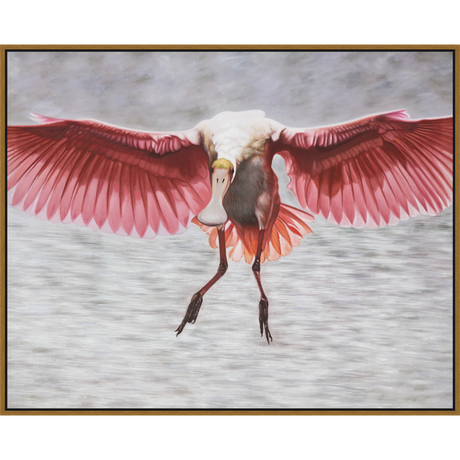 EAHPC24081 - PINK PLUMAGE framed floating in a contemporary gold frame. Finished Size: W 50.00 in x H 40.00 in