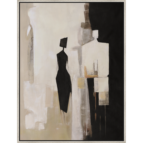 EAHPC24093 - MAN AND WOMAN framed floating in a contemporary silver frame. Finished Size: W 30.00 in x H 40.00 in