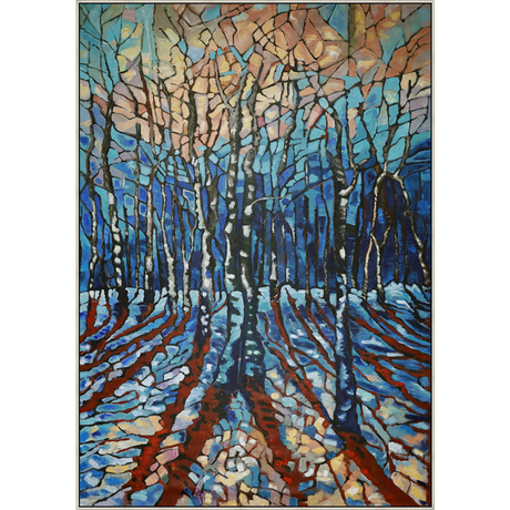 EAHPC24094 - WINTER IN THE FOREST framed floating in a contemporary silver frame. Finished Size: W 72.00 in x H 103.00 in