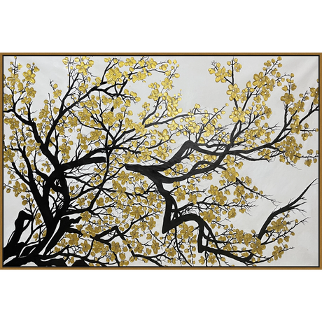 EAHPC24122 - SUNLIT BRANCH framed floating in a contemporary gold frame. Finished Size: W 72.00 in x H 48.00 in