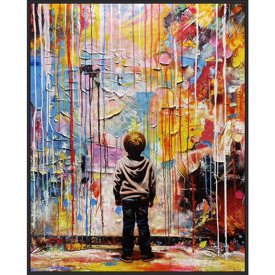 EAHPC24208 - MESMERIZED framed floating in a contemporary black frame. Finished Size: W 48.00 in x H 60.00 in