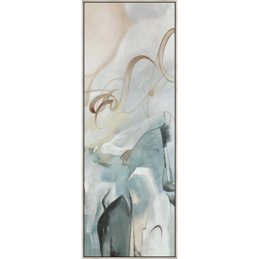 EAHPC24217 - FLUIDITY I framed floating in a contemporary silver frame. Finished Size: W 50.00 in x H 84.00 in