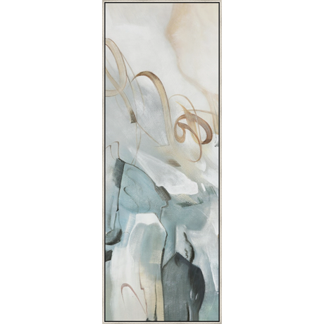 EAHPC24218 - FLUIDITY II framed floating in a contemporary silver frame. Finished Size: W 50.00 in x H 84.00 in
