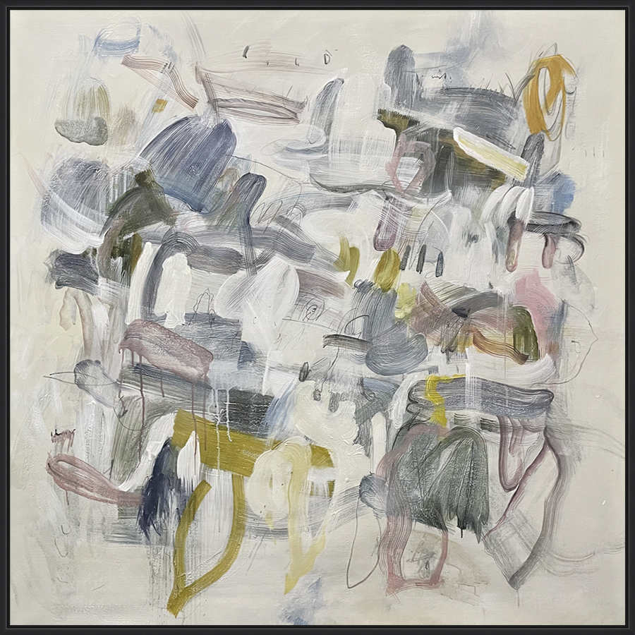 EAHPC24224 - Dynamic Disorder framed floating in a contemporary black frame. Finished Size: W 50.00 in x H 50.00 in