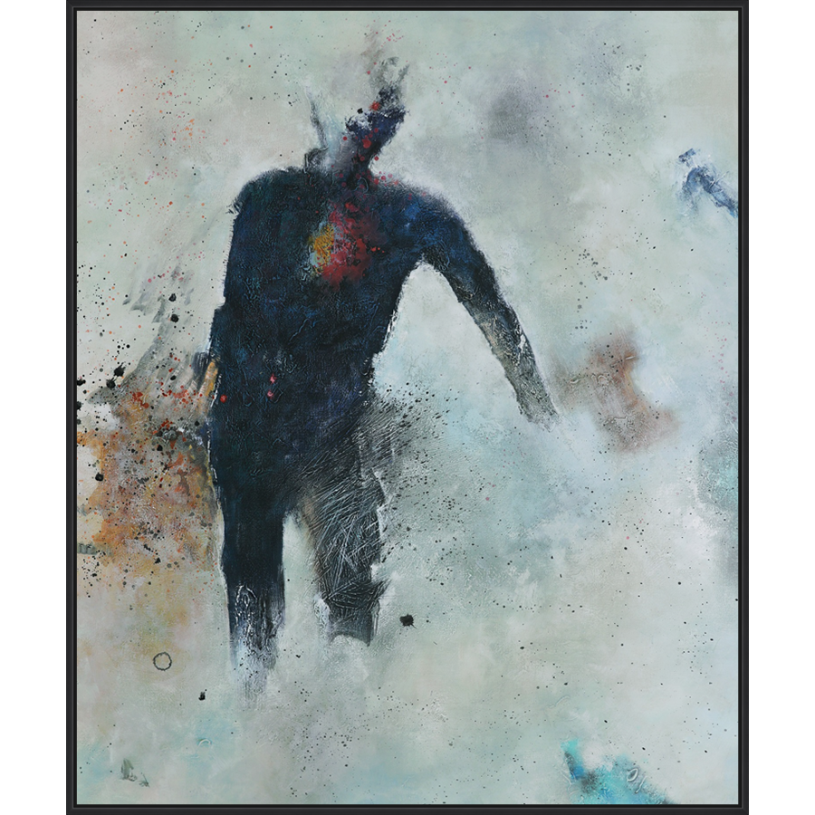 EAHPC24226 - RED POCKET framed floating in a contemporary black frame. Finished Size: W 50.00 in x H 60.00 in