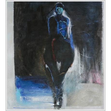 EAHPC24229 - FEMININE FORM IN BLACK framed floating in a contemporary white frame. Finished Size: W 54.00 in x H 60.00 in