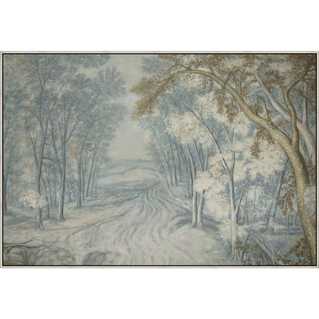 EAHPC24230 - QUIET LANDSCAPE framed floating in a contemporary silver frame. Finished Size: W 80.00 in x H 54.00 in