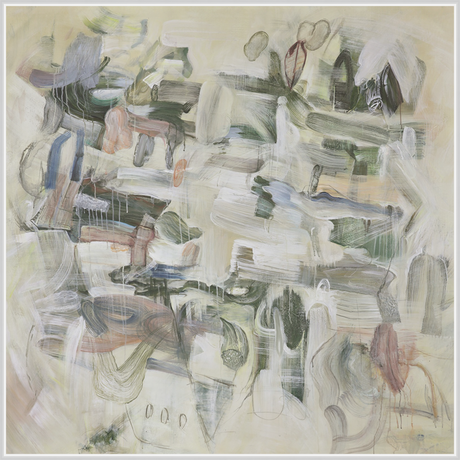 EAHPC24236 - MUTED FRENZY framed floating in a contemporary white frame. Finished Size: W 60.00 in x H 60.00 in