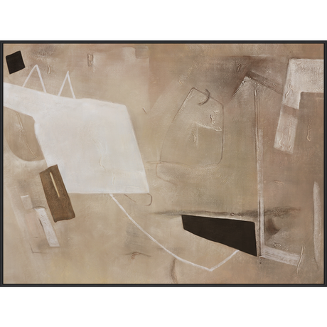 EAHPC24240 - TAUPE AND PINK STUDY framed floating in a contemporary black frame. Finished Size: W 80.00 in x H 60.00 in