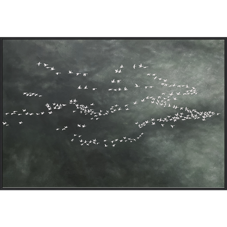 EAHPC24243 - SOUTH FOR THE WINTER framed floating in a contemporary black frame. Finished Size: W 72.00 in x H 48.00 in