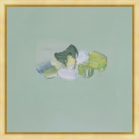 EAHPD07 - GREEN ON GREEN DABBLE framed in a gold floater frame. Finished Size: W 20.00 in x H 20.00 in