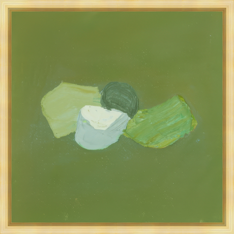 EAHPD11 - GREEN ON DARK GREEN DABBLE framed in a gold floater frame. Finished Size: W 20.00 in x H 20.00 in