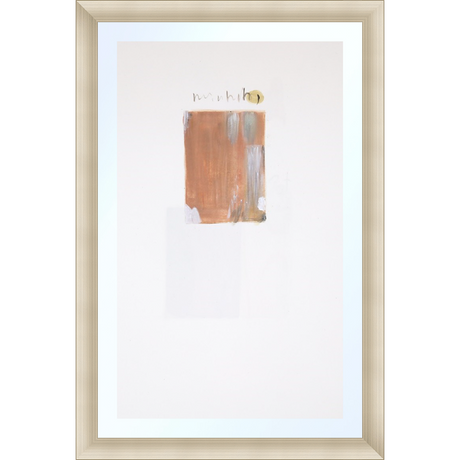 EAHPP11 - TERRACOTTA ABSTRACT ON PAPER framed floating on glass in a contemporary silver frame Finished Size: W 16.38 in x H 24.38 in