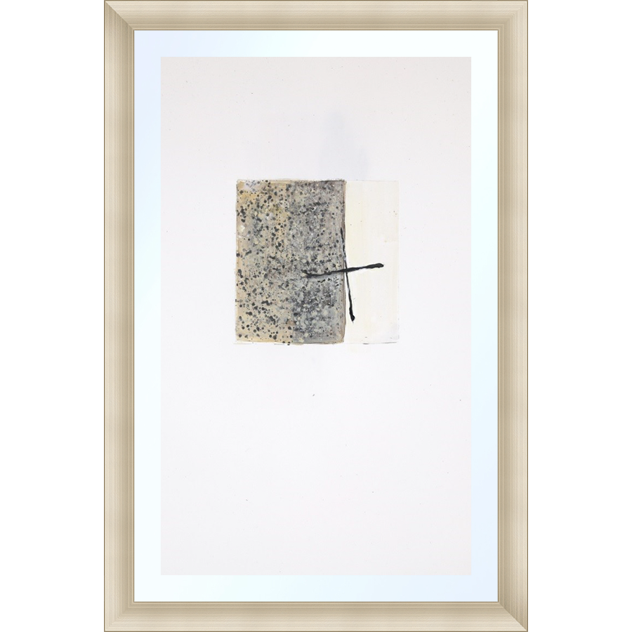 EAHPP12 - SPOTTED GRAY ABSTRACT ON PAPER framed floating on glass in a contemporary silver frame Finished Size: W 16.38 in x H 24.38 in