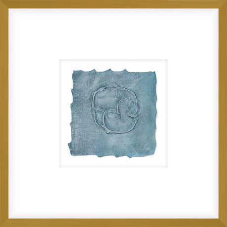 EASBL01 - FRAMED STONE BLUE TEXTURED SWATCH shadow boxed framed in an antiqued gold frame Finished Size: W 17.00 in x H 17.00 in