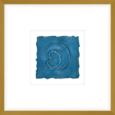 EASBL03 - FRAMED CERULEAN BLUE TEXTURED SWATCH shadow boxed framed in an antiqued gold frame Finished Size: W 17.00 in x H 17.00 in