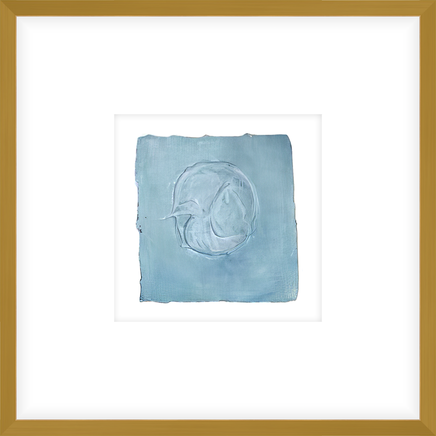 EASBL05 - FRAMED SKY BLUE TEXTURED SWATCH shadow boxed framed in an antiqued gold frame Finished Size: W 17.00 in x H 17.00 in