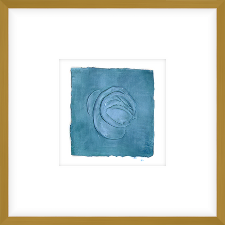 EASBL06 - FRAMED STEEL BLUE TEXTURED SWATCH shadow boxed framed in an antiqued gold frame Finished Size: W 17.00 in x H 17.00 in