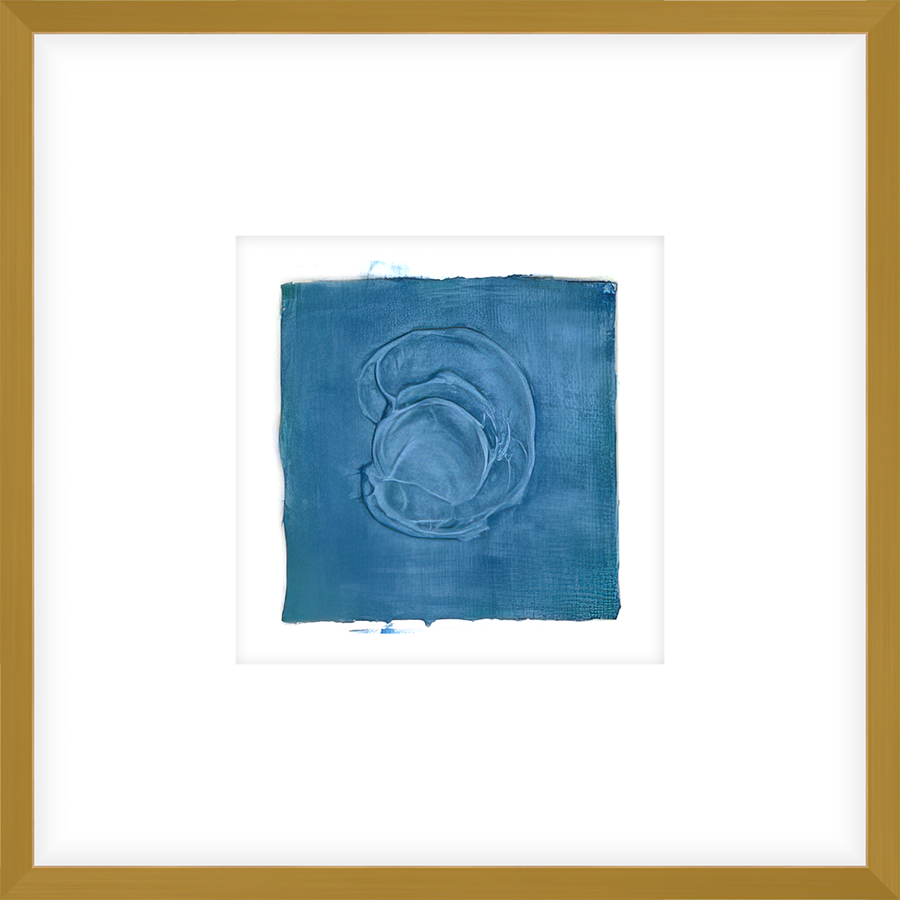 EASBL07 - FRAMED SAPPHIRE TEXTURED SWATCH shadow boxed framed in an antiqued gold frame Finished Size: W 17.00 in x H 17.00 in