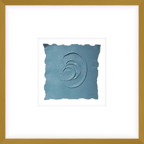 EASBL09 - FRAMED BEAU BLUE TEXTURED SWATCH shadow boxed framed in an antiqued gold frame Finished Size: W 17.00 in x H 17.00 in