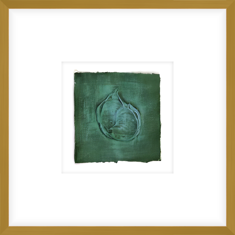 EASGR01 - FRAMED FOREST GREEN TEXTURED SWATCH shadow boxed framed in an antiqued gold frame Finished Size: W 17.00 in x H 17.00 in