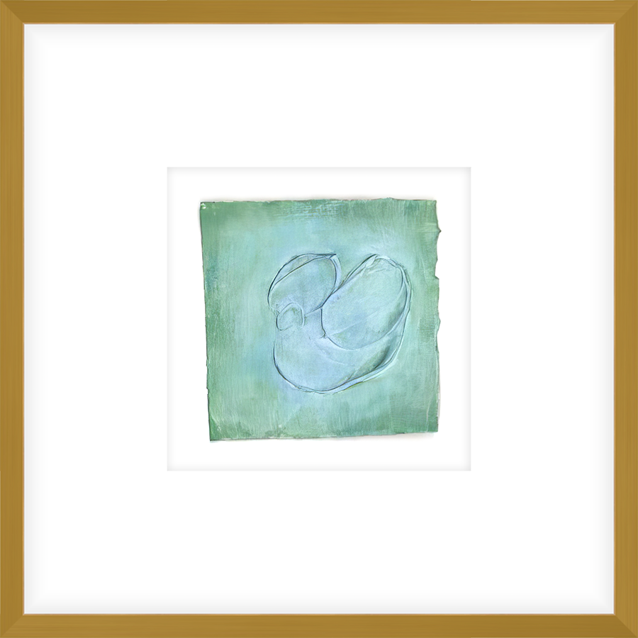EASGR02 - FRAMED SEA FOAM  TEXTURED SWATCH shadow boxed framed in an antiqued gold frame Finished Size: W 17.00 in x H 17.00 in