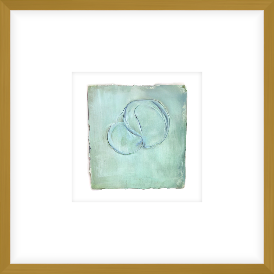 EASGR04 - FRAMED SEA SPRAY TEXTURED SWATCH shadow boxed framed in an antiqued gold frame Finished Size: W 17.00 in x H 17.00 in