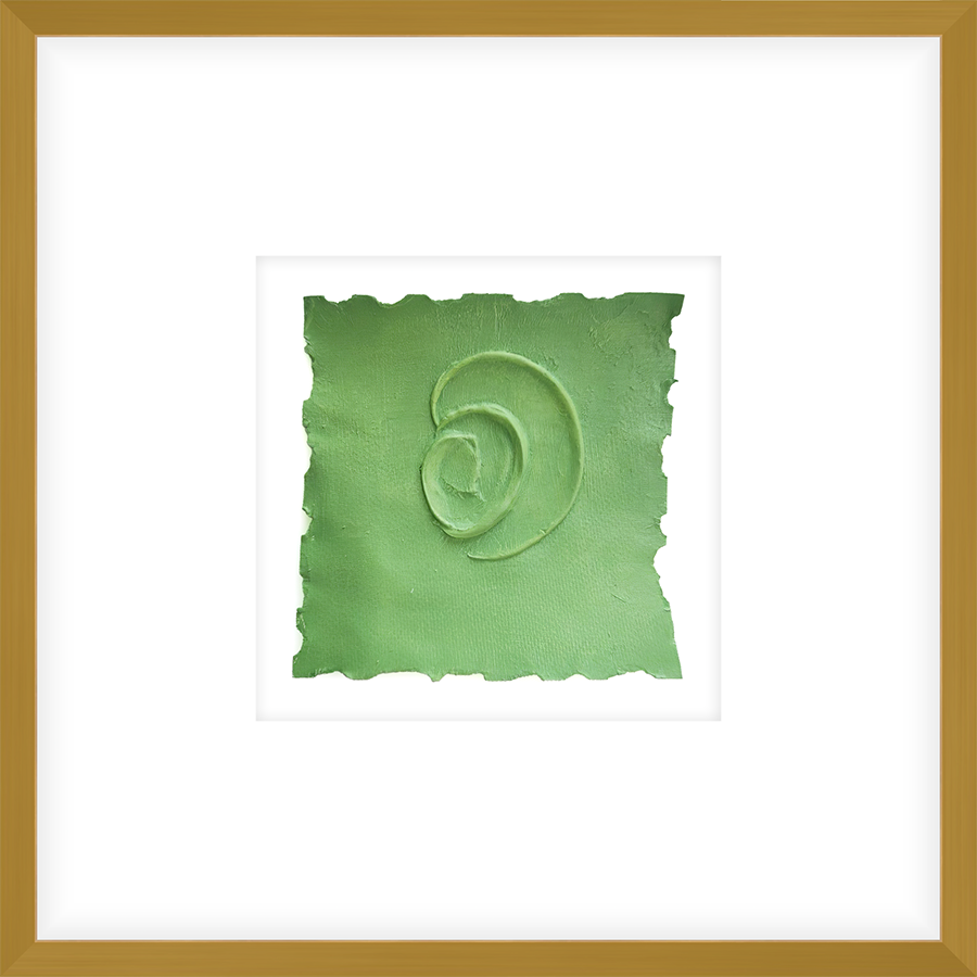 EASGR06 - FRAMED MINT GREEN TEXTURED SWATCH shadow boxed framed in an antiqued gold frame Finished Size: W 17.00 in x H 17.00 in