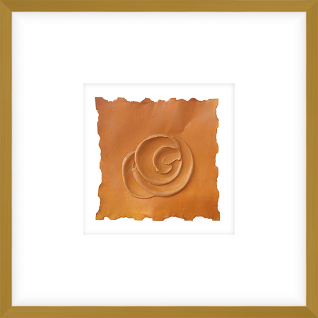EASOR01 - FRAMED ORANGE TEXTURED SWATCH shadow boxed framed in an antiqued gold frame Finished Size: W 17.00 in x H 17.00 in