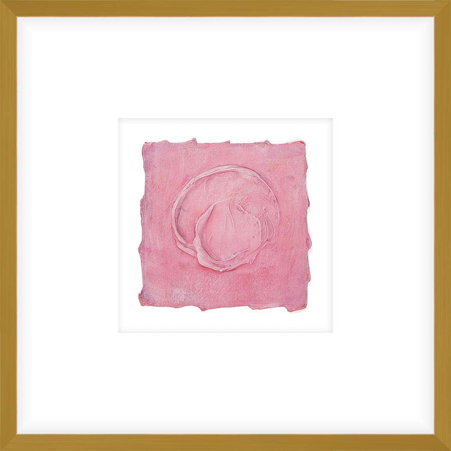 EASPK03 - FRAMED ORCHID PINK TEXTURED SWATCH shadow boxed framed in an antiqued gold frame Finished Size: W 17.00 in x H 17.00 in
