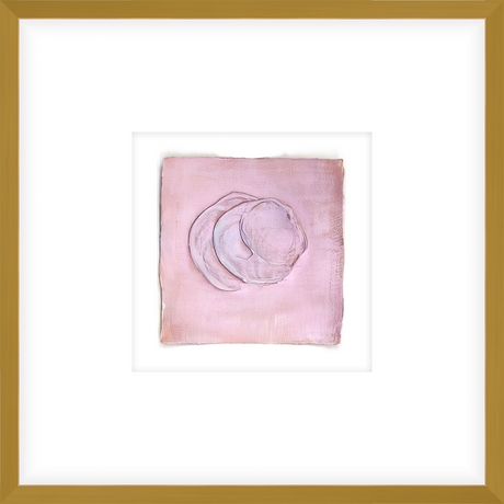 EASPK06 - FRAMED PINK LACE TEXTURED SWATCH shadow boxed framed in an antiqued gold frame Finished Size: W 17.00 in x H 17.00 in