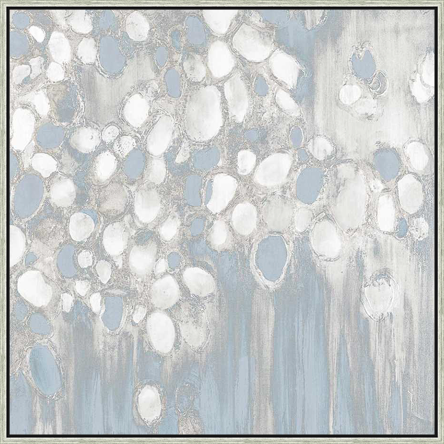 This abstract artwork features organic shapes and textures in a soothing color palette, creating a calming and sophisticated ambiance. The piece evokes a sense of serenity and natural beauty, making it an ideal accent for any modern space.