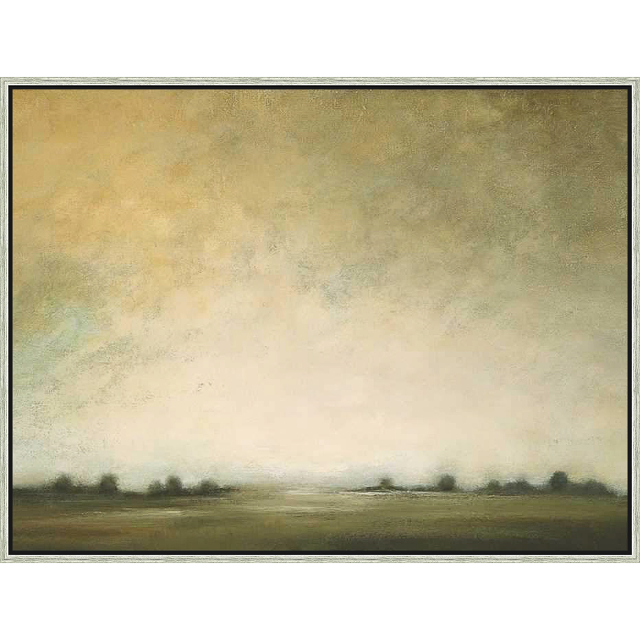 This serene artwork captures the essence of a tranquil landscape, depicting an atmospheric vista with a delicate interplay of light and shadow. The piece evokes a sense of calm, perfect for adding a touch of nature-inspired beauty to any space.