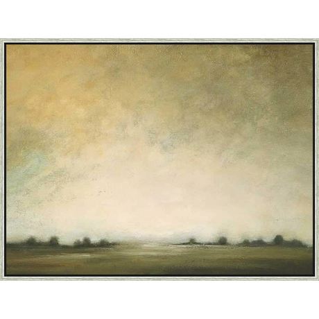 This serene artwork captures the essence of a tranquil landscape, depicting an atmospheric vista with a delicate interplay of light and shadow. The piece evokes a sense of calm, perfect for adding a touch of nature-inspired beauty to any space.