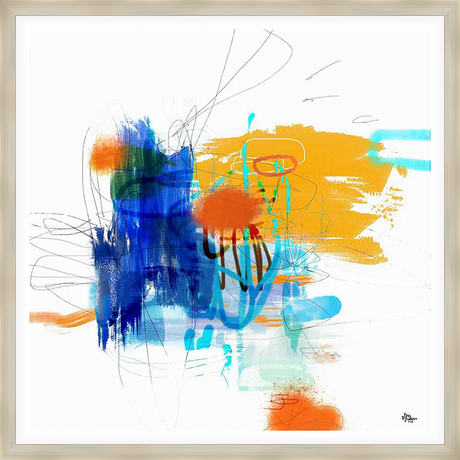 Dynamic abstract art featuring bold brushstrokes and a vibrant color palette. This piece is sure to add a modern touch to any space.