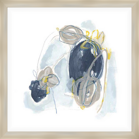 This modern abstract artwork features a gestural composition of organic shapes and lines, creating a dynamic and expressive visual experience. The piece utilizes a soft color palette, creating a calming yet intriguing aesthetic.